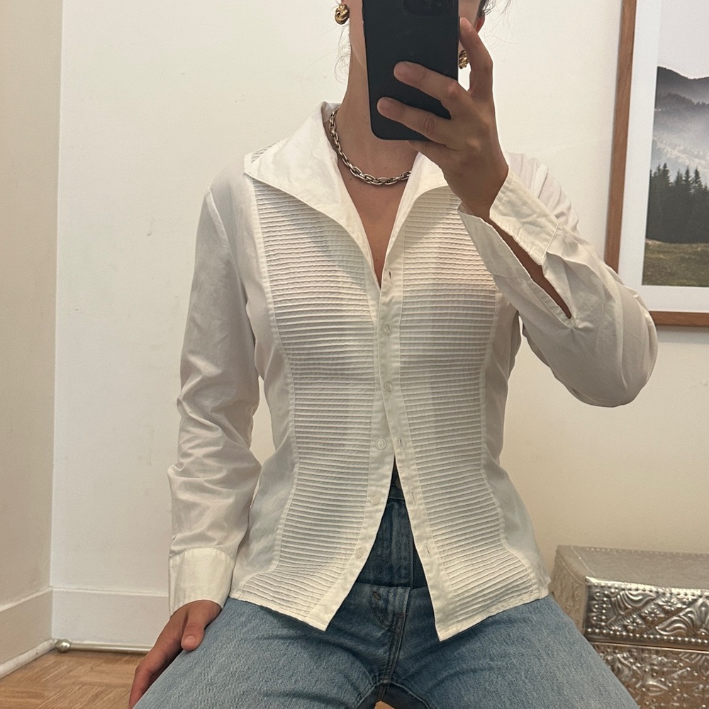 Classic White Pleated Shirt